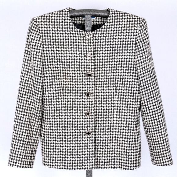 VTG Pendleton Wool Blend Women's Houndstooth Blazer Jacket SZ 8 Classic Timeless - Picture 1 of 7